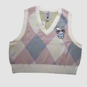 Hello Kitty Preppy Kitty Pastel Argyle Womens Sweater Vest New XL